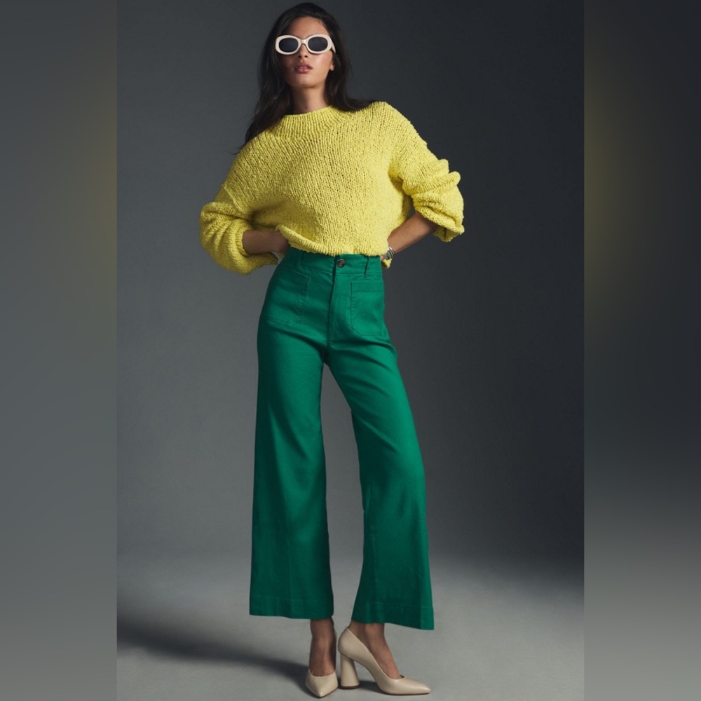 Anthropologie Teal Wide Leg Pants